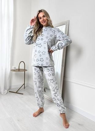 Женская плюшевая пижама из wellsoft домашний костюм одежда для дома и сна  цвет светло-серый
