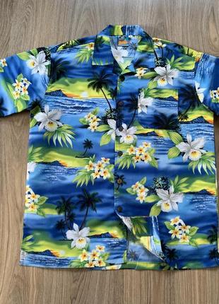 Мужская рубашка гавайка с цветочным принтом true face2 фото