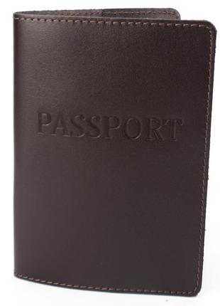 Обложка на паспорт кожаная мужская hc-25 (коричневая матовая)1 фото