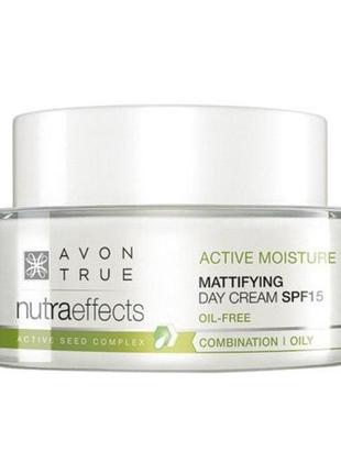 Матуючий денний крем для обличчя spf 15 "активне зволоження" nutraeffects avon, 50 ml