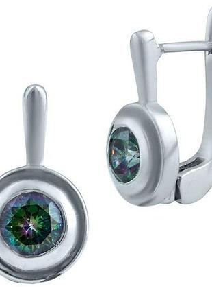 Серебряные серьги с натуральным мистик топазом