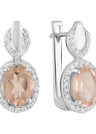 Срібні сережки з морганітом (гідротермальні, нано)