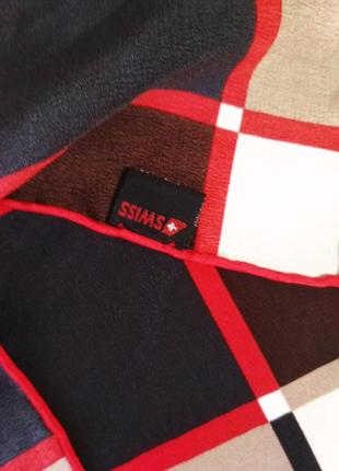 Красивый шелковый небольшой платок в клетку от caroline flueler, швейцария