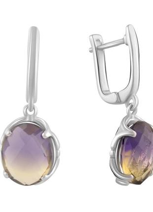 Серебряные серьги с натуральным аметрином