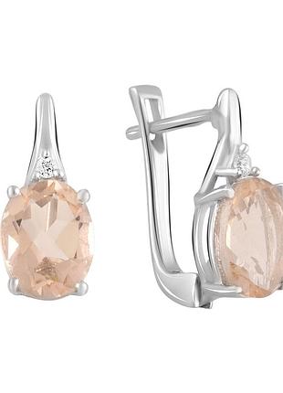 Срібні сережки з морганитом (гідротермальним,нано)