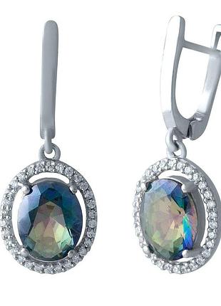 Серебряные серьги с натуральным мистик топазом