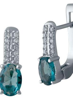 Срібні сережки з натуральним лондон топазом