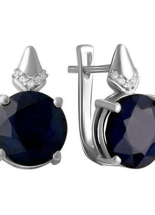 Срібні сережки з натуральним сапфіром