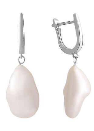 Серебряные серьги komilfo с натуральным жемчугом барочным (2056638)