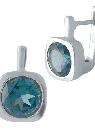 Серебряные серьги с натуральным лондон топазом
