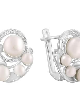 Срібні сережки з натуральним бароковим перлами