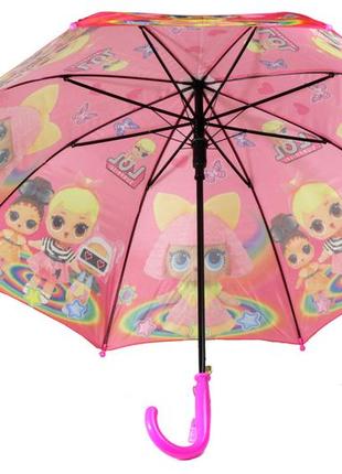 Яркий детский зонт трость полуавтомат на 8 спиц со свистком с рисунком кукол lol4 фото