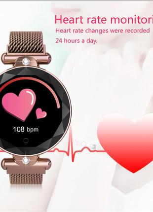 Жіночий розумний смарт годинник smart watch s-886v з тонометром пульсометром золотисті4 фото