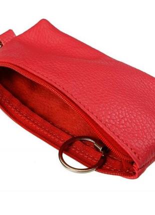 Женская ключница grande pelle, кожаный чехол для ключей, красный цвет, глянцевый2 фото