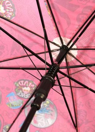Яркий детский зонт трость полуавтомат для девочек со свистком и героями мультфильма "монстер хай"6 фото