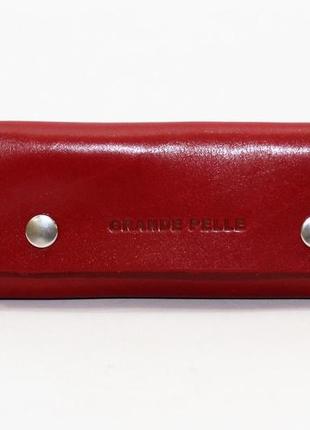 Шкіряна ключниця фірми grande pelle червоного кольору1 фото