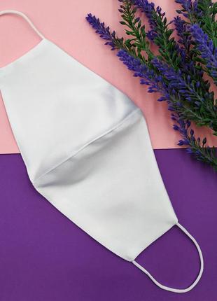 Маска для лица атласная белая, защитная маска для рта многоразовая, белая маска тканевая из атласа двухслойная