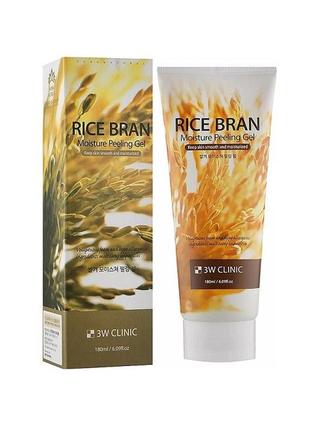 Пилинг-скатка с коричневым рисом 3w clinic rice bran moisture peeling gel 180ml1 фото