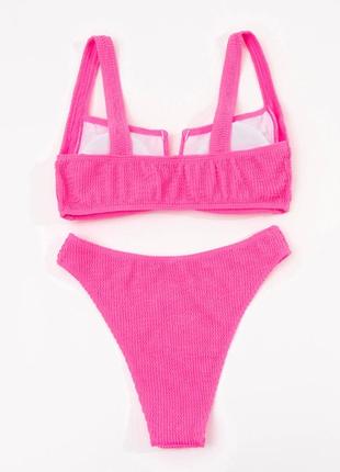 Купальник женский раздельный однотонный яркий купальник жатка с высокой талией, размер s (...