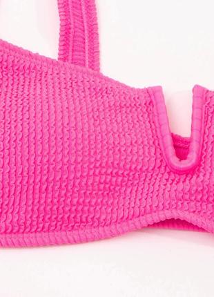 Купальник женский раздельный однотонный яркий купальник жатка с высокой талией, размер s (...