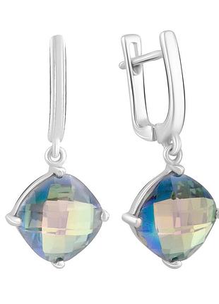 Срібні сережки з натуральним містиком топазом