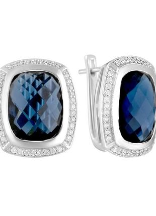 Серебряные серьги с танзанитом (гидротермальным,нано)