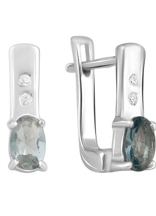 Серебряные серьги с натуральным лондон топазом