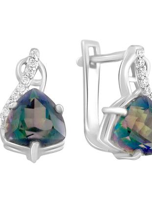 Серебряные серьги с натуральным мистик топазом