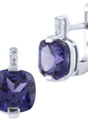 Серебряные серьги с натуральным александритом