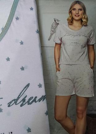 Костюм женский шорты и футболка (светло-розовая) s, m, l