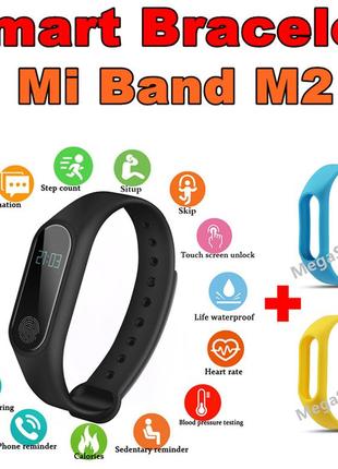 Фітнес браслет трекер mi band m2 з тонометром, жіночі чоловічі розумні смарт годинник m2by1 фото