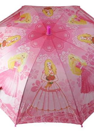 Дитячий яскравий парасольку тростину напівавтомат на 8 спиць зі свистком з малюнком cute girl6 фото