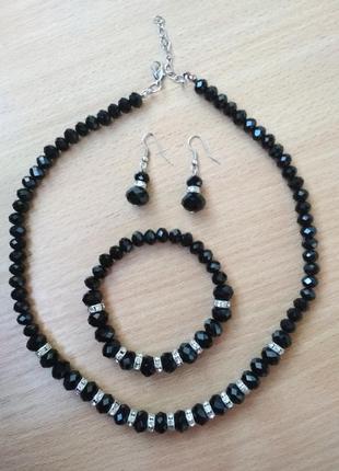 Комплект з чорного агата прекрасний подарунок!!!