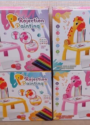 Детский столик для рисования с проектором wow projector painting 3в1 набор для творчества с фламастирами.синий2 фото