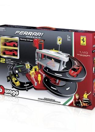 Игровой набор - гараж ferrari (3 уровня, 2 машинки 1:43)