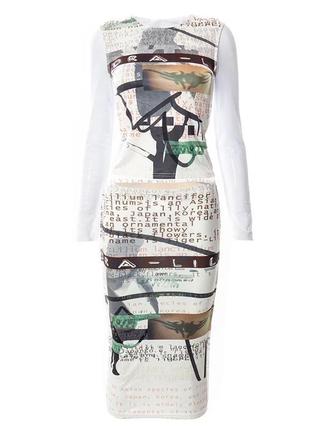 Костюм юбка кофта с рукавом сетка белый белая с принтом готическим тату фея текст шрифты печворк patchwork8 фото