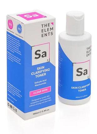 Тонер із саліциловою кислотою та ніацинамідом the elements skin clarifying toner, 100 мл