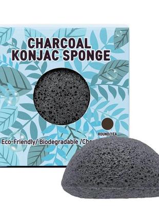 Trimay charcoal konjac sponge - очищающий спонж конняку с древесным углем