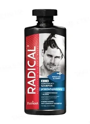 Farmona radical med шампунь для чоловіків проти лупи і жира зміцнює збагачена формула 400 мл польша