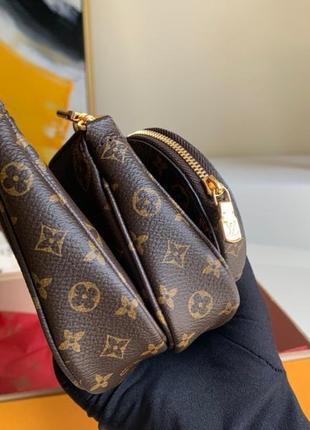 Жіноча сумка louis vuitton хакі Луї витон лупи віттон multi pochette ( мульти пошей) 3 в 14 фото