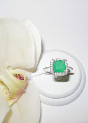 Серебряное кольцо с натуральным зеленым агатом2 фото