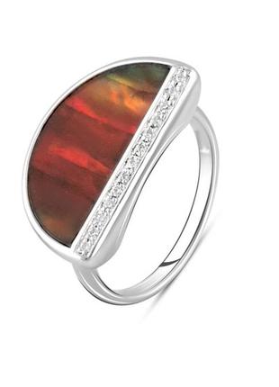 Серебряное кольцо с натуральным аммолитом