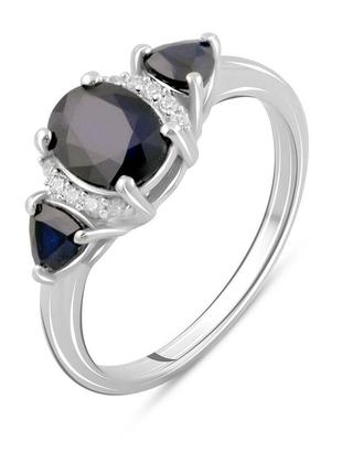 Серебряное кольцо с натуральным сапфиром