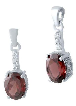 Срібний кулон із натуральним гранатом