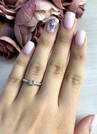Серебряное кольцо с натуральным бриллиантом3 фото