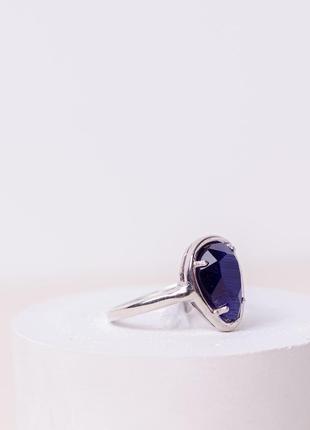 Серебряные серьги,кольцо и кулон с сапфиром (нано)3 фото