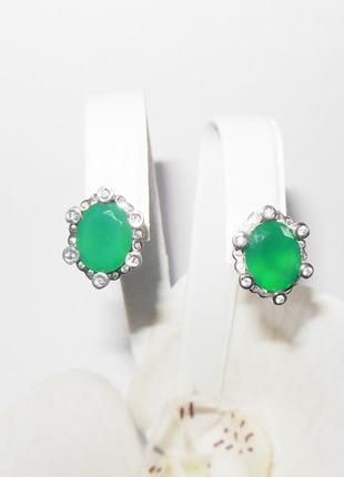 Срібні сережки з натуральним агатом