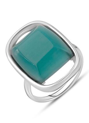 Серебряное кольцо с натуральным кошачьим глазом