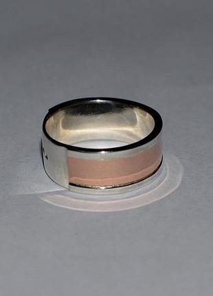 Срібна обручка з вставками із золота