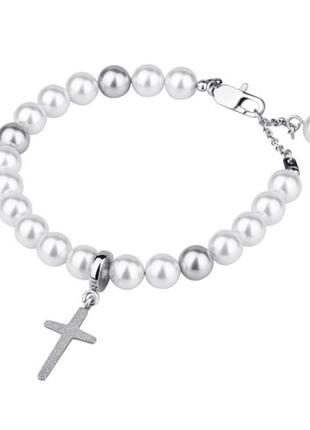 Браслет з ювелірної стали swarovski-elements c хрестиком жіночий